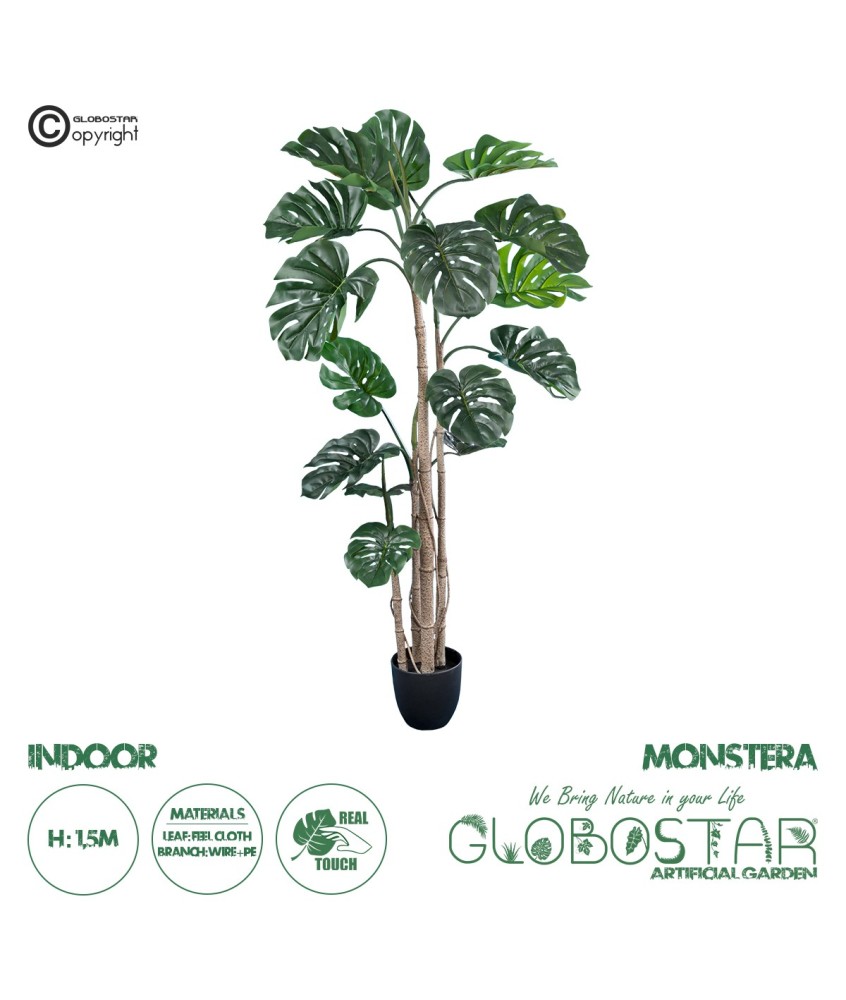 GloboStar® Artificial Garden MONSTERA PLANT 20006 - Τεχνητό Διακοσμητικό Φυτό Μονστέρα Υ150cm